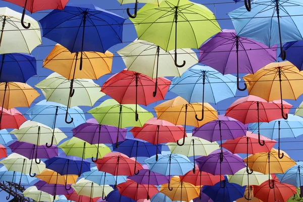 Palette Happiness Colorful Umbrellas Background Colourful Umbrellas Urban Street — Stock Photo, Image