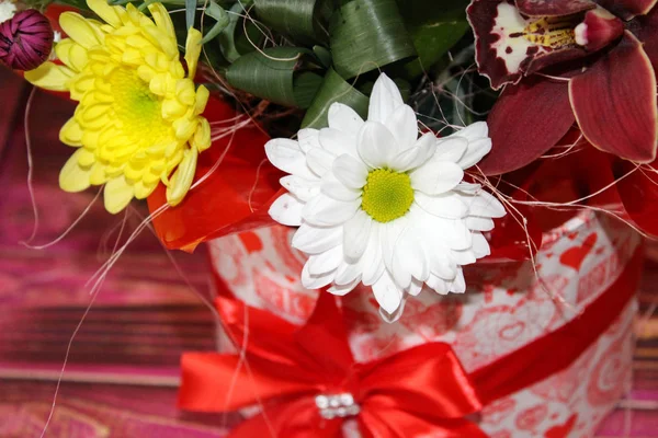 Piękne Kwiaty Róża Pudełku Prezentowym — Zdjęcie stockowe