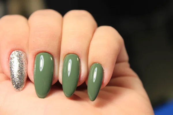 Mode Manicure Met Een Ontwerp Een Mooie Textuur — Stockfoto