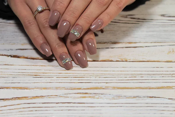 Geweldige Natuurlijke Nagels Women Handen Met Schone Manicure — Stockfoto