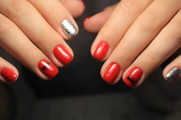 Kerst Nail Art Manicure Winter Vakantie Stijl Helder — Stockfoto