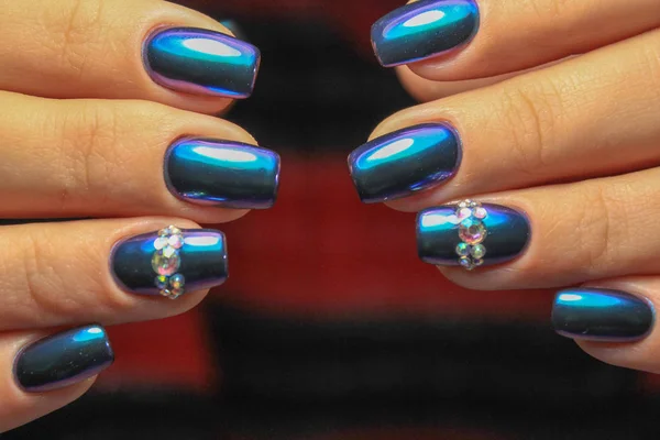 Gemanicuurde Nagels Nagel Poolse Kunst Design Nagel Pools Schoonheidshanden — Stockfoto