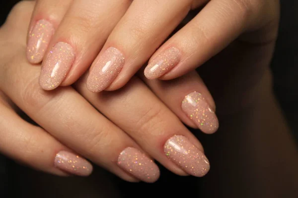 Manicura Uñas Navidad Invierno Estilo Vacaciones Brillante Manicura Con Gemas —  Fotos de Stock