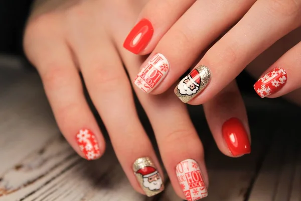 Abstract New Year Design Women Nails Isolated — стоковое фото