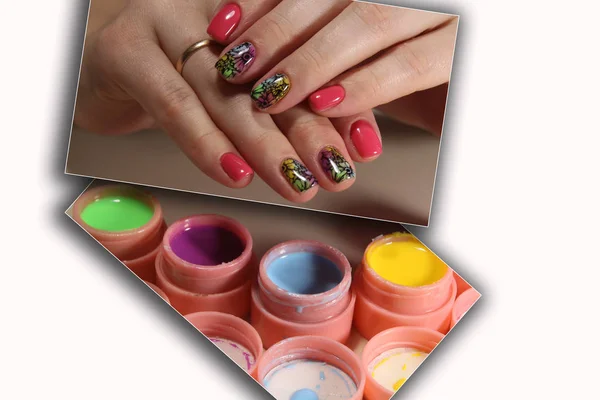 Diseño Manicura Juvenil Mejores Uñas Barniz Gel —  Fotos de Stock