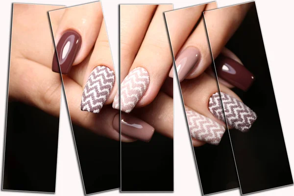 Jovens Manicure Design Melhores Unhas Colagem — Fotografia de Stock