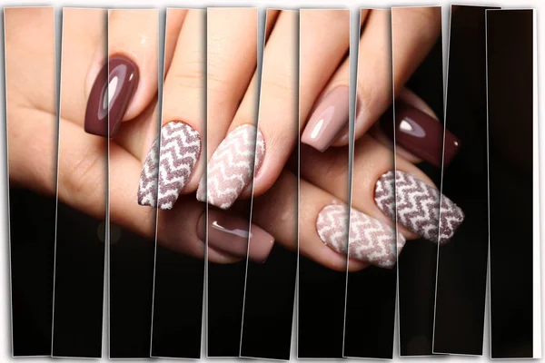 Jovens Manicure Design Melhores Unhas Colagem — Fotografia de Stock