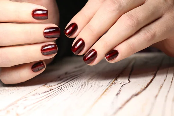 Unhas Naturais Incríveis Mãos Mulher Com Manicura Limpa Gel Polonês — Fotografia de Stock