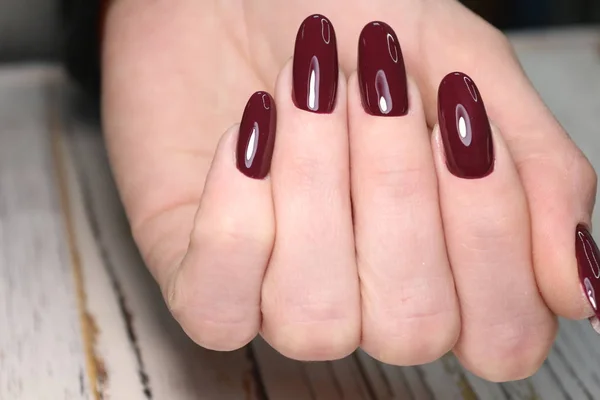 Foto Cerca Unas Hermosas Manos Femeninas Con Elegantes Anillos Manicura —  Fotos de Stock