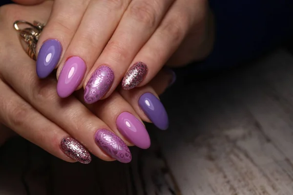 Młodzieży Manicure Projekt Najlepsze Paznokcie Kolaż — Zdjęcie stockowe