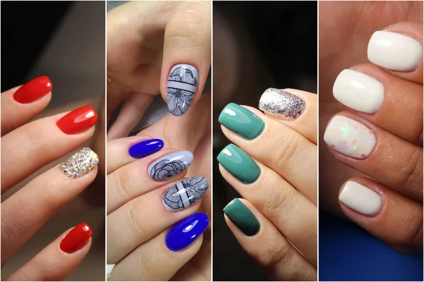 Diseño de manicura juvenil mejores uñas, barniz de gel —  Fotos de Stock