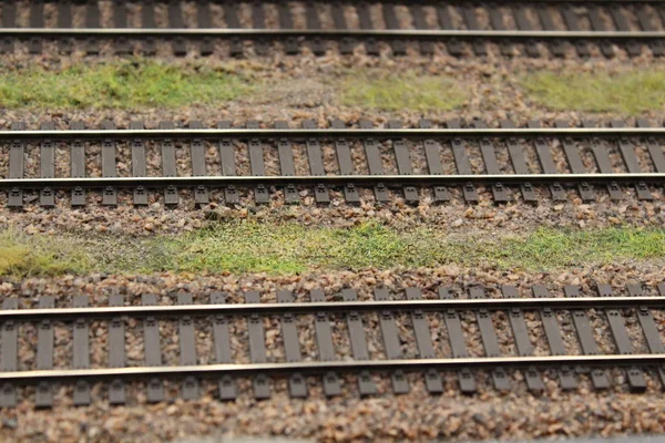 Toy Railroad tracks on the background of nature