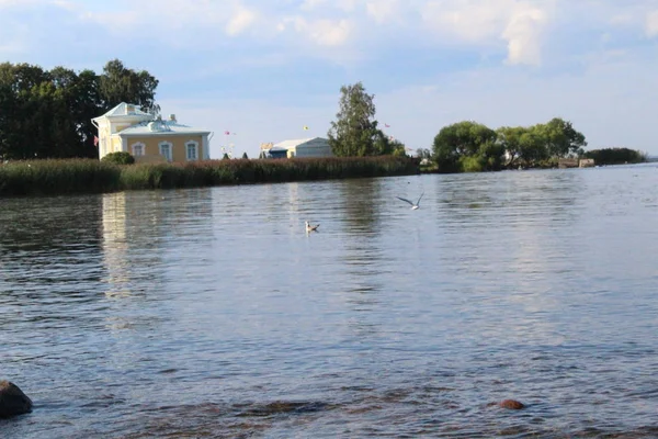 Stone embankment on the background of the sea — Stock Photo, Image