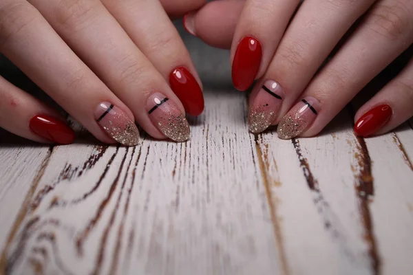 Manicurist job done perfectly well the customer — Stock Photo, Image