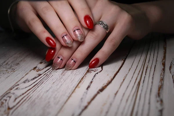 Manicurist job done perfectly well the customer — Stock Photo, Image