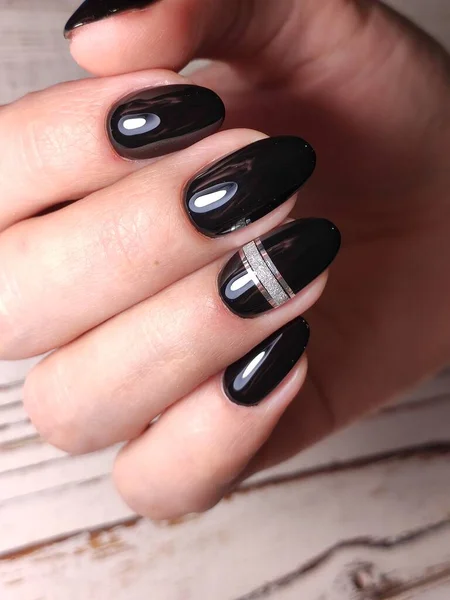 매니큐어된 폴란드 디자인 Nail Polish 미녀의 — 스톡 사진