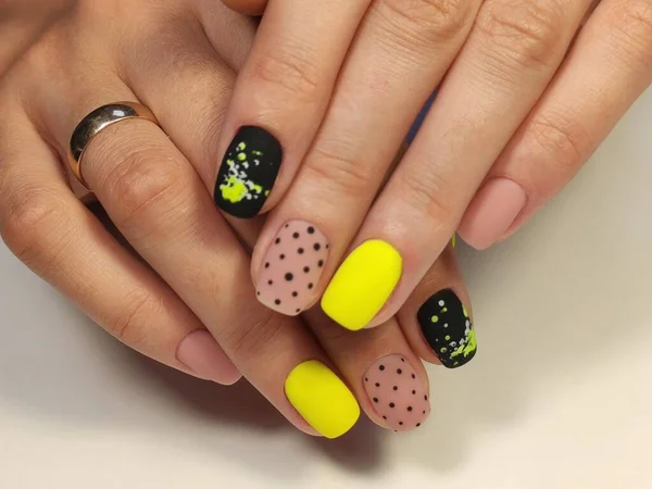 Stijlvol Ontwerp Van Manicure Lange Mooie Nagels — Stockfoto