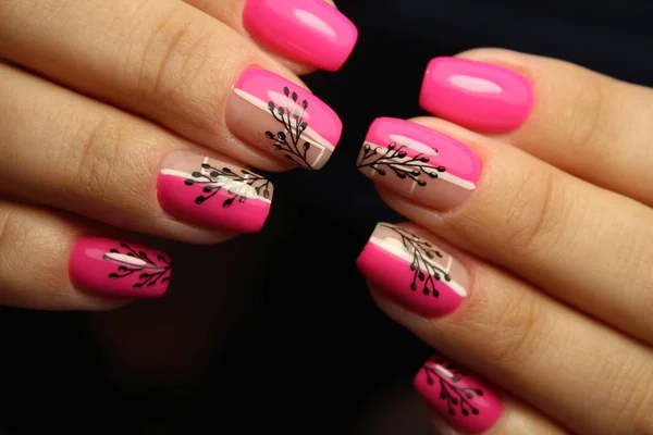 Fashion Manicure Van Nagels Een Mooie Texturale Achtergrond — Stockfoto