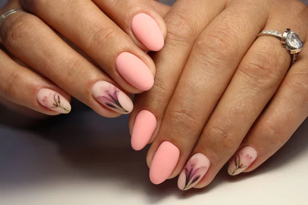 Unha Polaca Manicure Arte Unhas Coloridas Polaco Mãos Bonitas Unhas — Fotografia de Stock