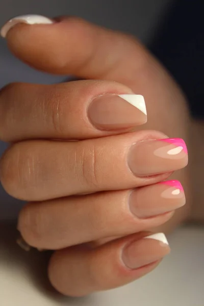 Stylish Design Manicure Long Beautiful Nails — Stock Photo, Image