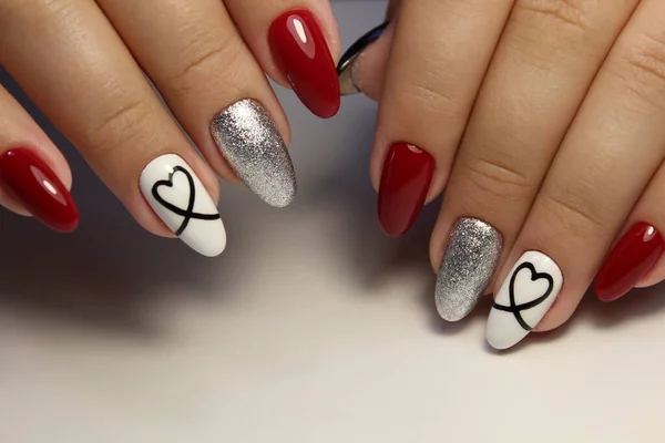 Stylowy Design Manicure Długich Pięknych Paznokciach — Zdjęcie stockowe