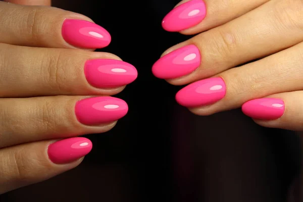 Дизайн Сексуальный Розовый Маникюр Длинные Красивые Ногти — стоковое фото
