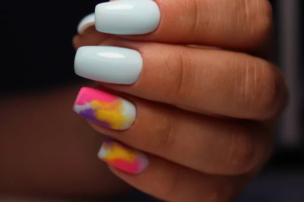 Stijlvol Ontwerp Van Manicure Lange Mooie Nagels — Stockfoto