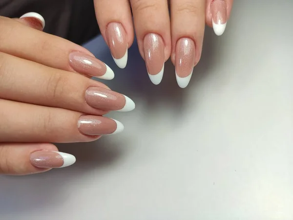 Moda Manicure Paznokci Pięknym Tle Tekstury — Zdjęcie stockowe