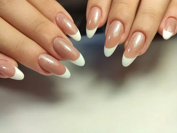 Kerst Nagel Kunst Manicure Winter Vakantie Stijl Heldere Manicure Met — Stockfoto