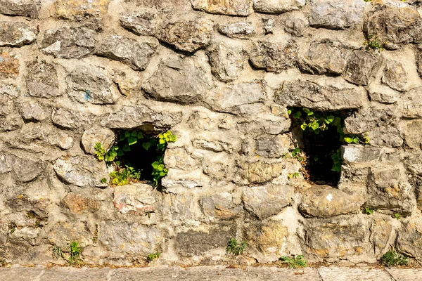 Текстура Каменной Стены Вырезанными Окнами Фон Черногория — стоковое фото