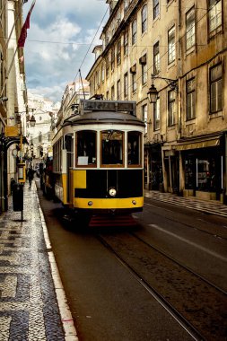 Vintage tramvay Lizbon, Portekiz 