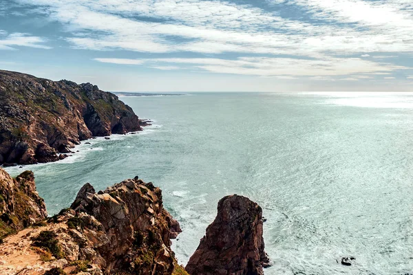 Güzel Deniz Manzarası Atlantik Okyanusu Rock Burunda Sintra Görünümünü — Stok fotoğraf