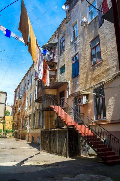 Courtyard Old Odessa Its Traditional Style Urban Decay Odessa Ukraine — Stock Photo, Image