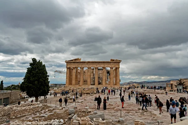 Templo Erechtheion Con Famoso Porche Las Cariátidas Lugar Columnas Sobre — Foto de Stock