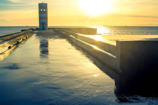 Beautiful Seascape Atlantic Ocean Lighthouse Lisbon Portugal — Stock Photo, Image