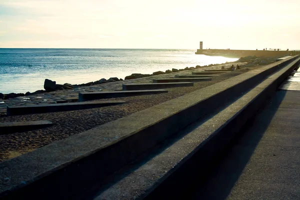 Hermoso Paisaje Marino Océano Atlántico Faro Lisboa Portugal — Foto de Stock