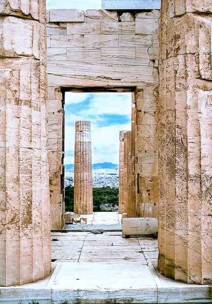 Entrada Para Portas Acrópole Grécia — Fotografia de Stock