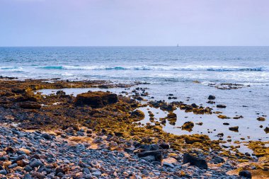 Siyah kum volkanik plaj, Tenerife adası, İspanya