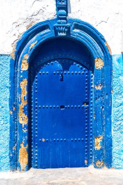 Rabat Fas Udayas Kasbah Mavi ve Beyaz Sokak