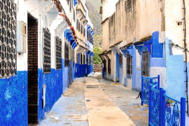 Geleneksel Fas mimari detaylar: Chefchaouen Fas, Afrika.