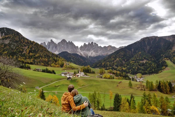Berühmtester Alpiner Ort Der Welt Dorf Santa Maddalena Mit Den — Stockfoto