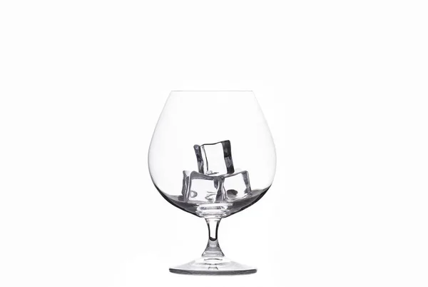 Empty Glass Ice Cubes White Background — Stock Photo, Image