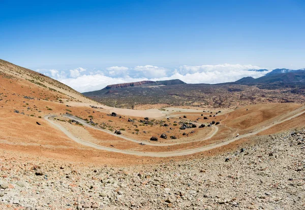 Vista Panorâmica Estrada Serpentina Afiada Caminho Refúgio Altavista Vulcão Teide — Fotografia de Stock