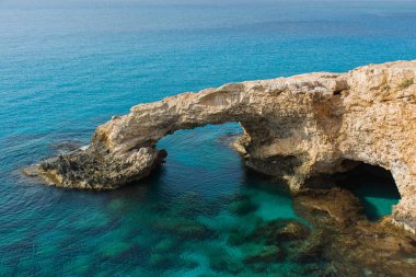 Çok güzel bir sabah görünümü aşıkların Köprüsü, Ayia Napa, Cavo Greco ve Protaras, Kıbrıs.