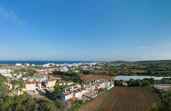 Hermosa Vista Panorámica Ciudad Protaras Costa Mediterránea Desde Iglesia San —  Fotos de Stock