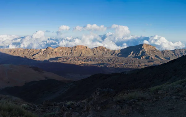 Bela Vista Cordilheira Nos Raios Pôr Sol Pico Del Teide — Fotografia de Stock