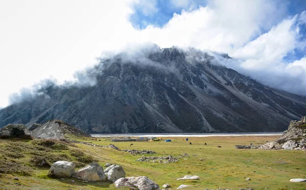 Panoramisch Uitzicht Het Dorp Lhonak Weg Naar Kangchenjunga Basecamp Nepal — Stockfoto
