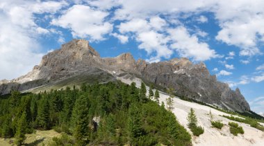 W Rosengarten Grubu (Catinaccio massif) panoramik görünümü