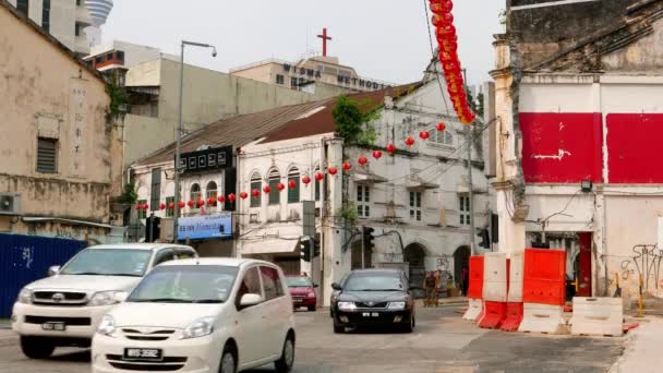 KUALA LUMPUR - Οδική προβολή με τους ανθρώπους και την κυκλοφορία στην παλιά πόλη. Επιτάχυνση ανάλυσης 4K. — Αρχείο Βίντεο