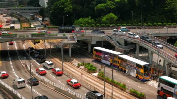 HONG KONG - Centrum miasta zajęty widok ruchu. Rozdzielczość 4K. — Wideo stockowe